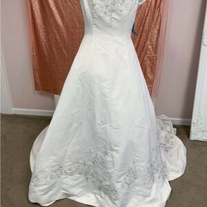 Monique Elegant White Wedding Dress with Silver Embroidery